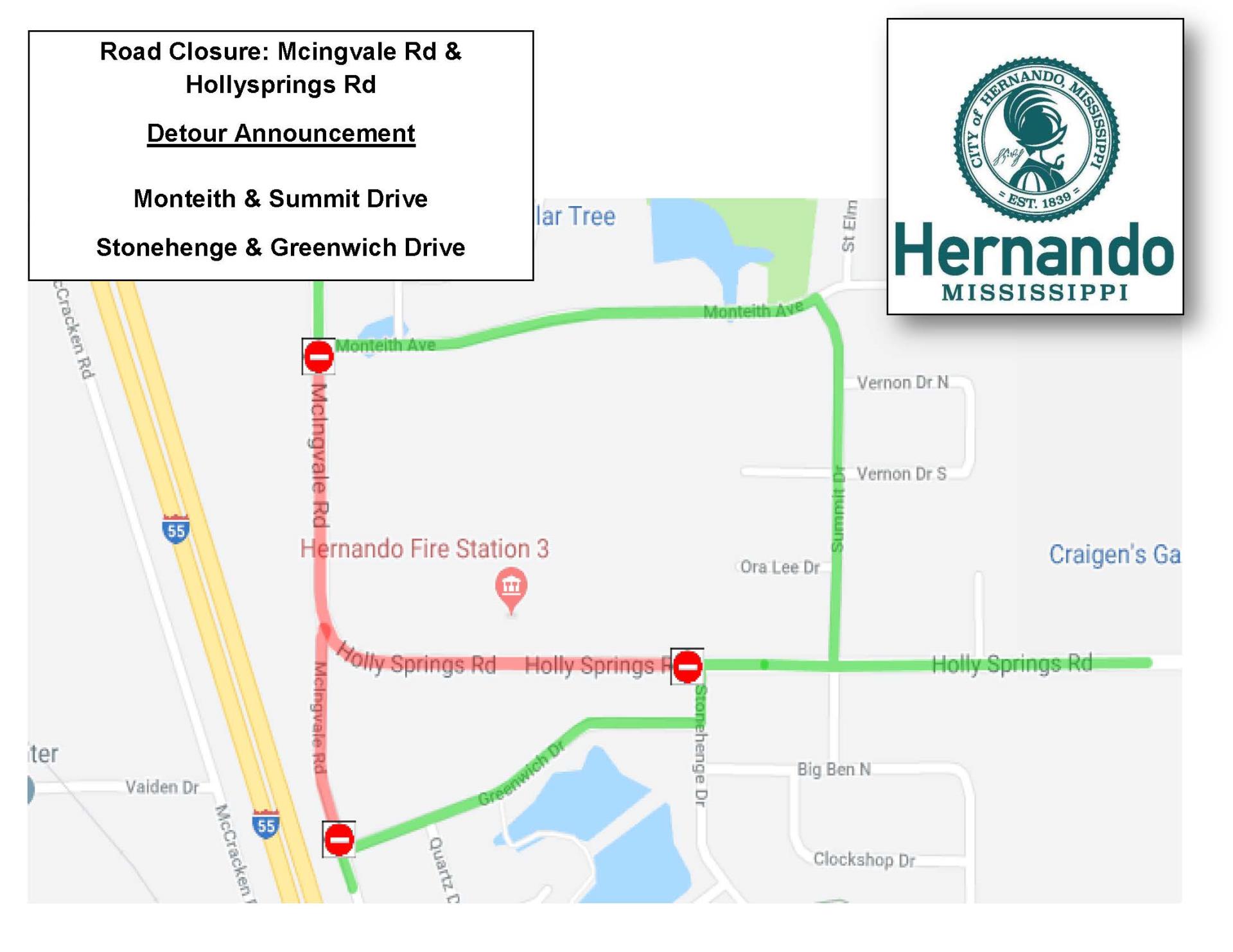 Toyota Hernando Detour Map 6-2019